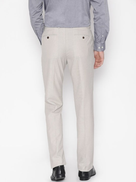 Arrow Men Beige Smart Regular Fit Solid Formal Trousers