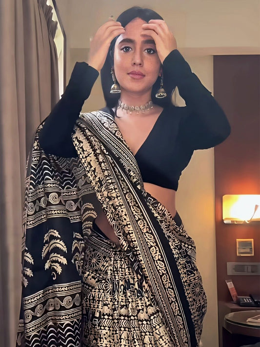 KALINI Kalamkari Printed Block Print Saree