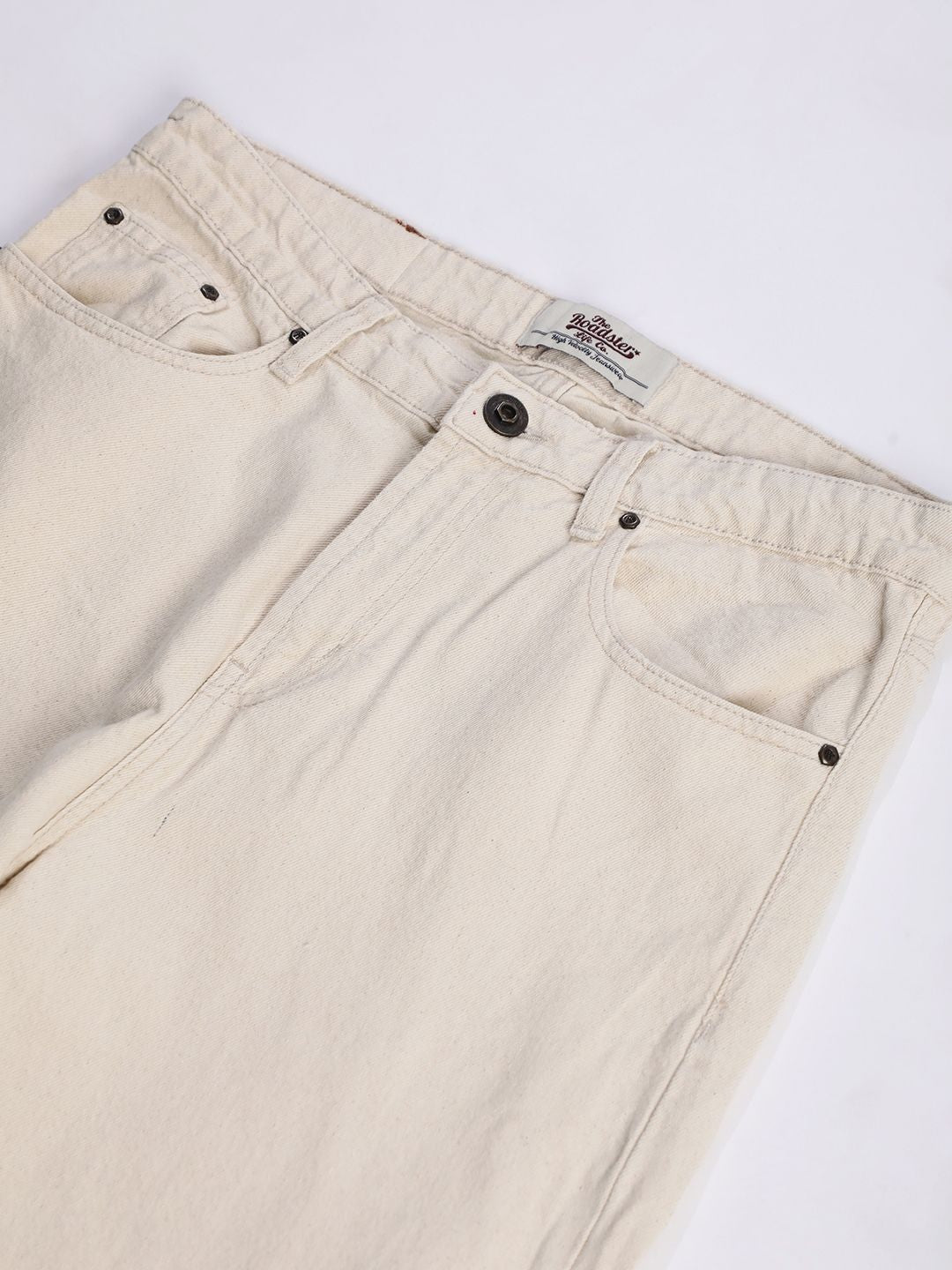 Roadster The Lifestyle Co. Men Beige Pure Cotton Rigid Baggy Fit Denim Jeans