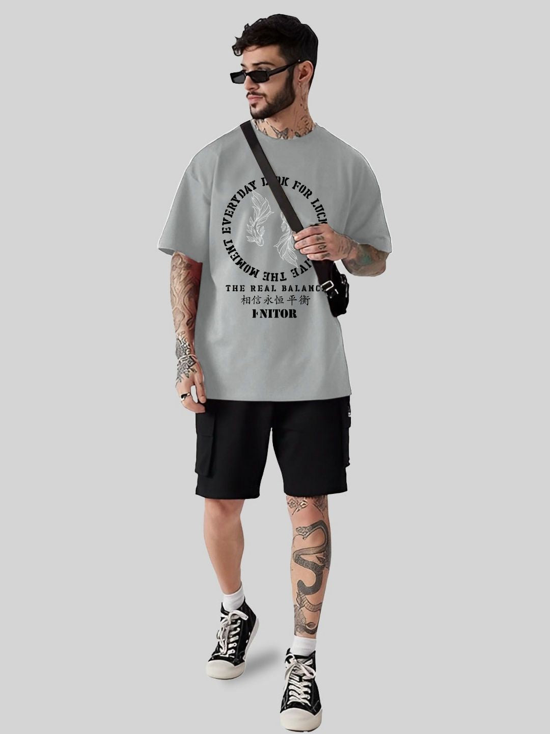 AUSK Typography Printed Round Neck Drop-Shoulder Sleeves Cotton Oversized T-shirts