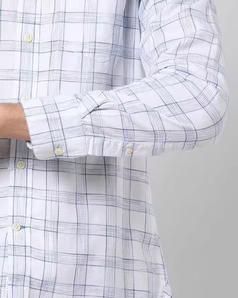 Checked Cotton Shirt with Button-Down Collar