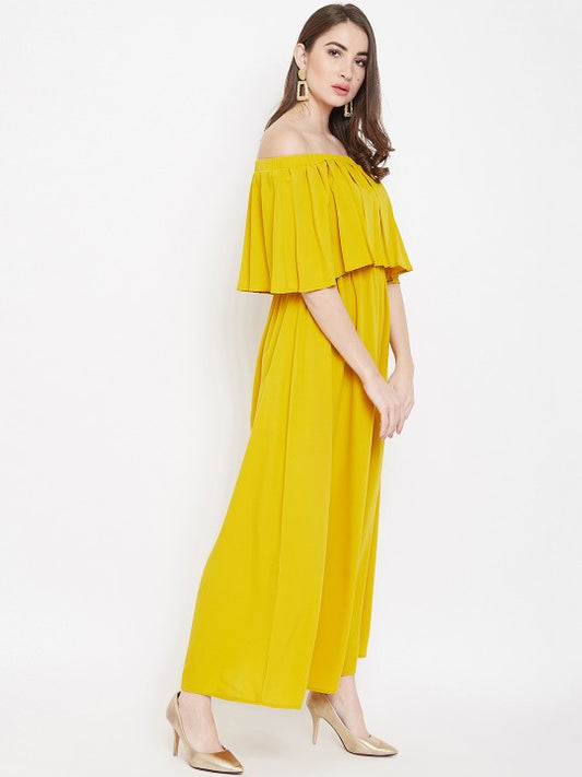 Berrylush Women Yellow Solid Maxi Dress