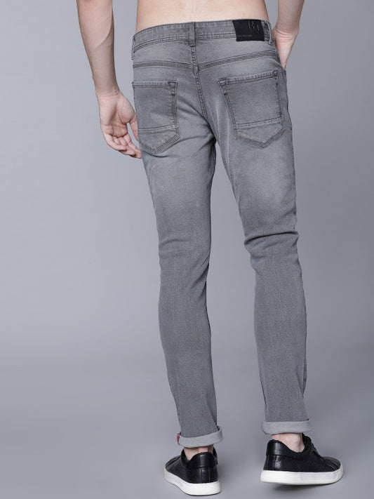 LOCOMOTIVE Men Grey Slim Fit Mid-Rise Clean Look Stretchable Jeans
