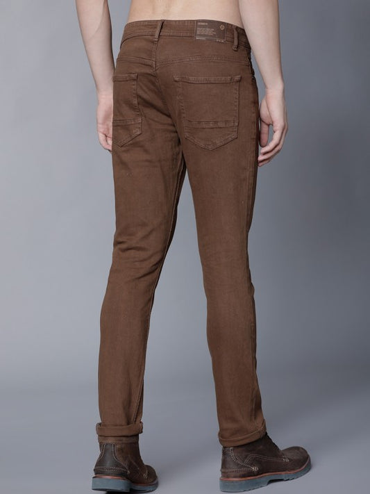 LOCOMOTIVE Men Brown Slim Fit Mid-Rise Clean Look Stretchable Jeans