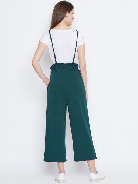 Zastraa Women Green Solid Dungaree