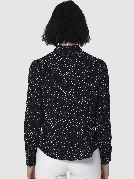 Vero Moda Women Black Regular Fit Printed Casual Shirt