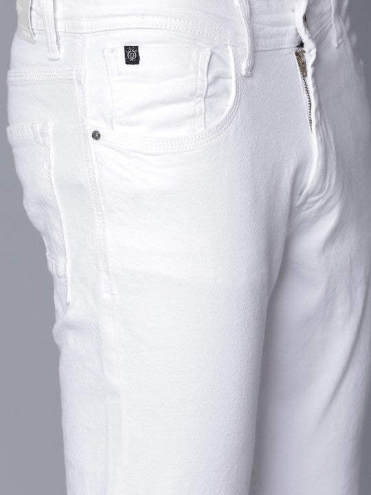 LOCOMOTIVE Men White Slim Fit Mid-Rise Slash Knee Stretchable Jeans