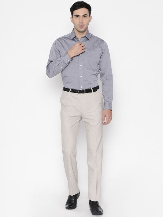 Arrow Men Beige Smart Regular Fit Solid Formal Trousers