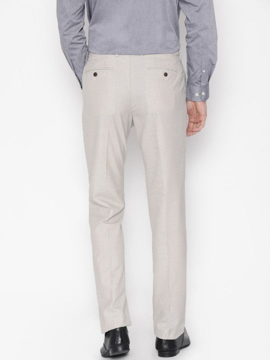 Arrow Men Beige Smart Regular Fit Solid Formal Trousers