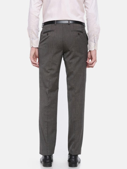 Arrow Men Brown Smart Regular Fit Solid Formal Trousers