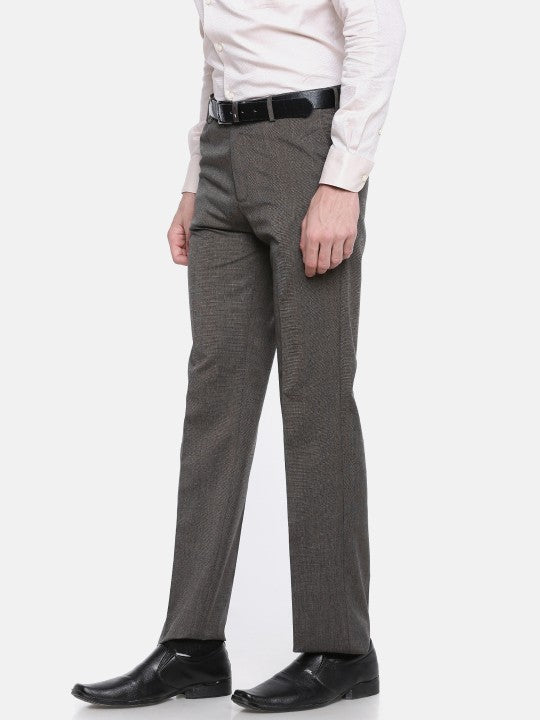 Arrow Men Brown Smart Regular Fit Solid Formal Trousers