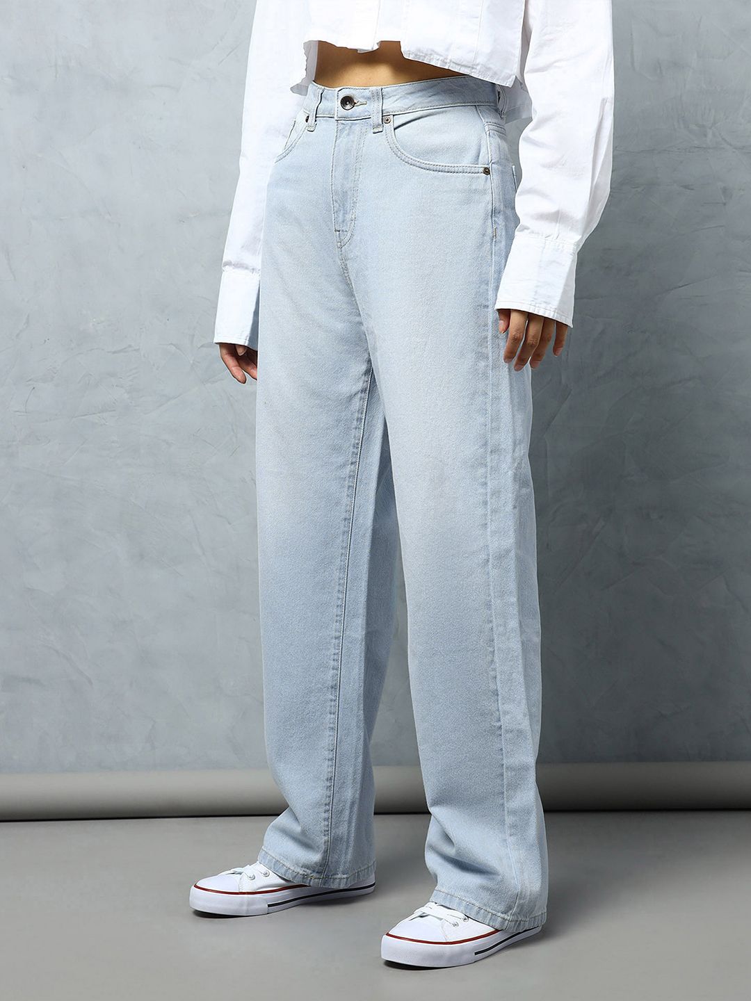 Flying Machine Women Straight Fit High-Rise Light Fade Cotton Jeans