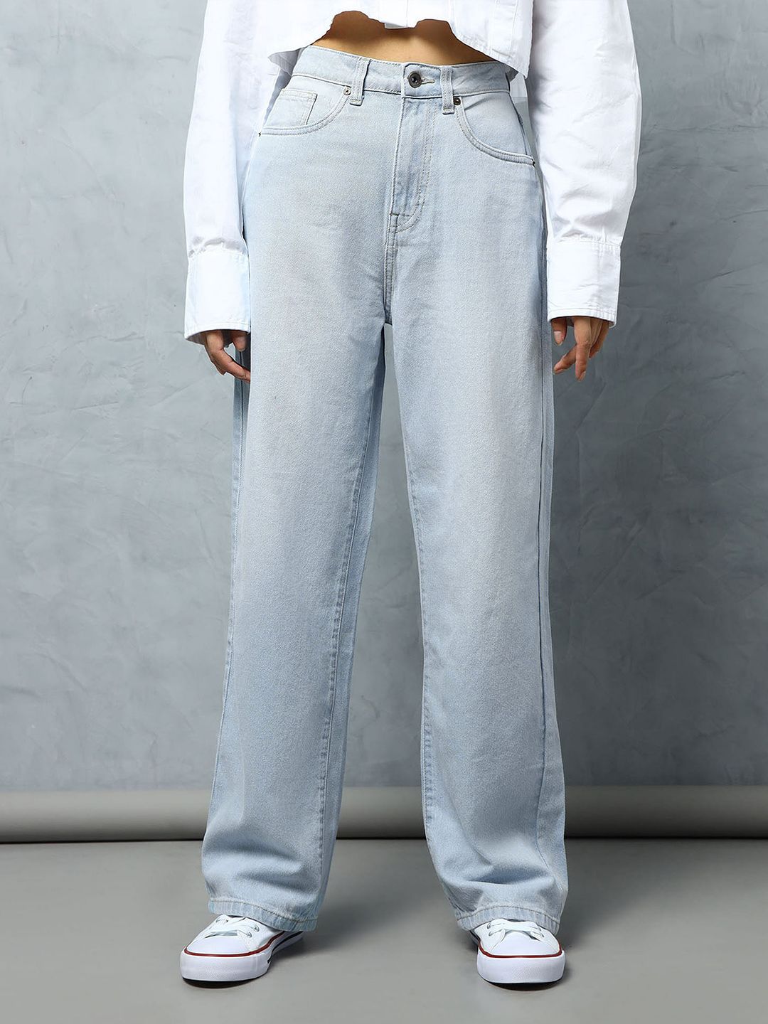 Flying Machine Women Straight Fit High-Rise Light Fade Cotton Jeans