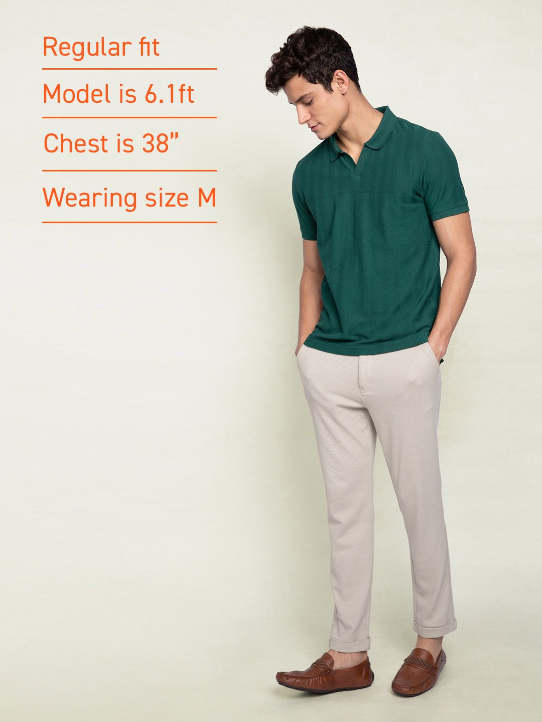 DAMENSCH Statement Johnny Collar Herringbone Texture Polo T-Shirts