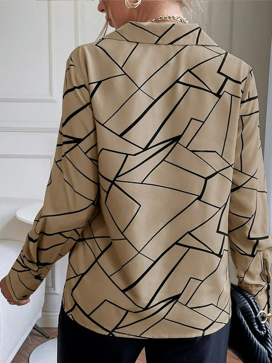 Stylecast X Slyck Geometric Printed Shirt Style Top