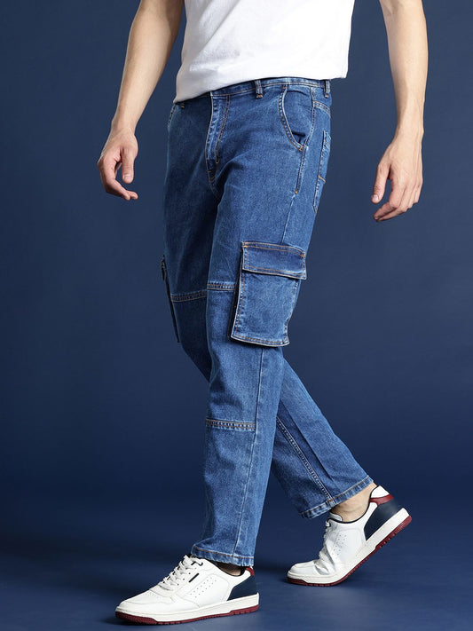 Mast & Harbour Men Light Fade Regular Fit Pocket Detail Jeans