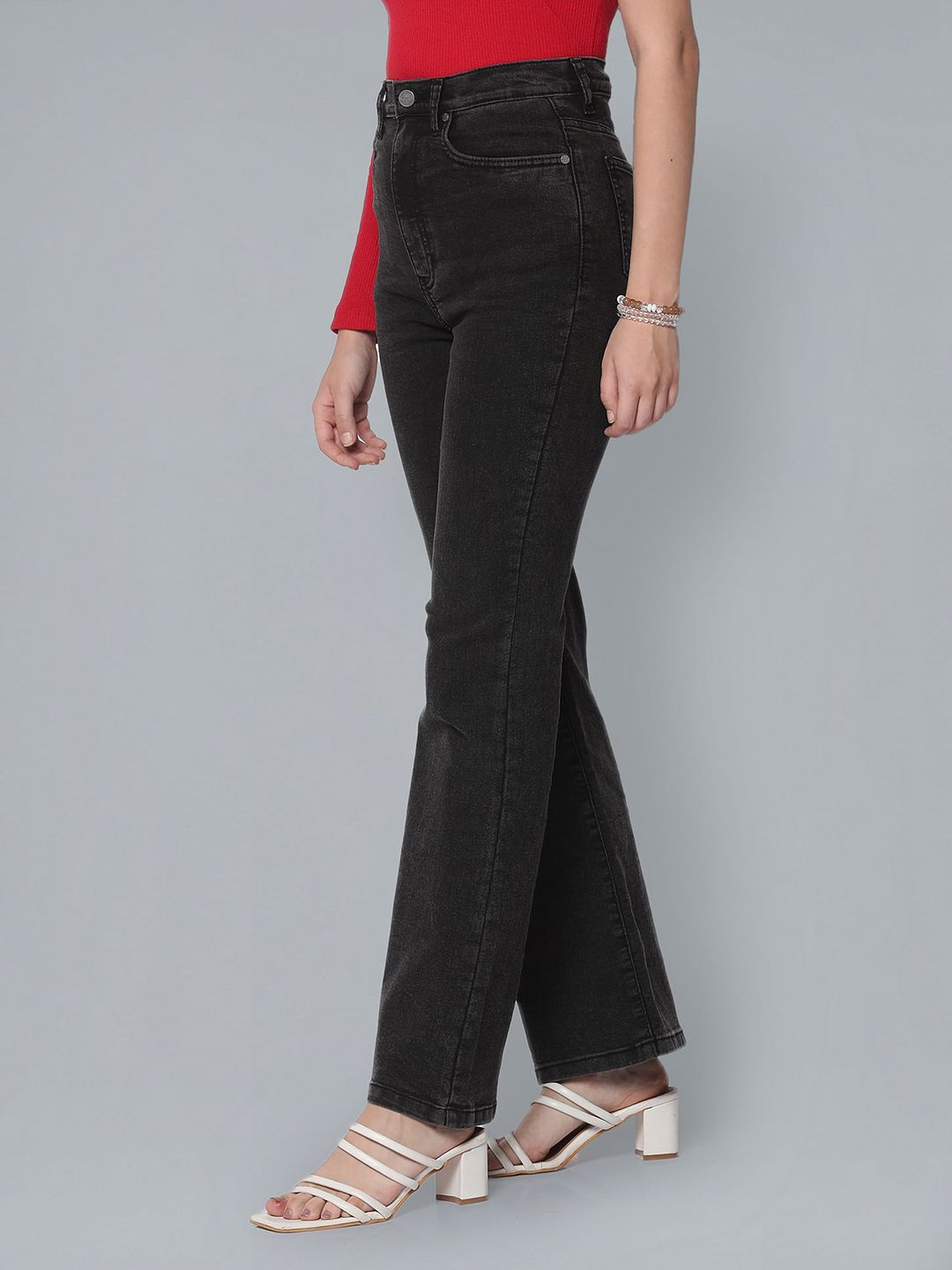 Flying Machine Women Flared High-Rise Clean Look Stretchable Jeans