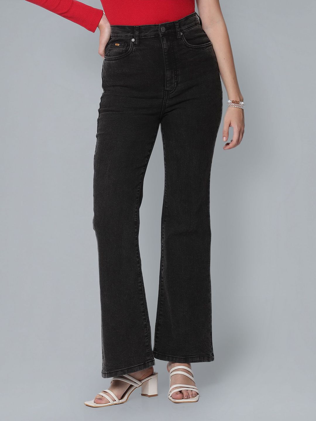 Flying Machine Women Flared High-Rise Clean Look Stretchable Jeans