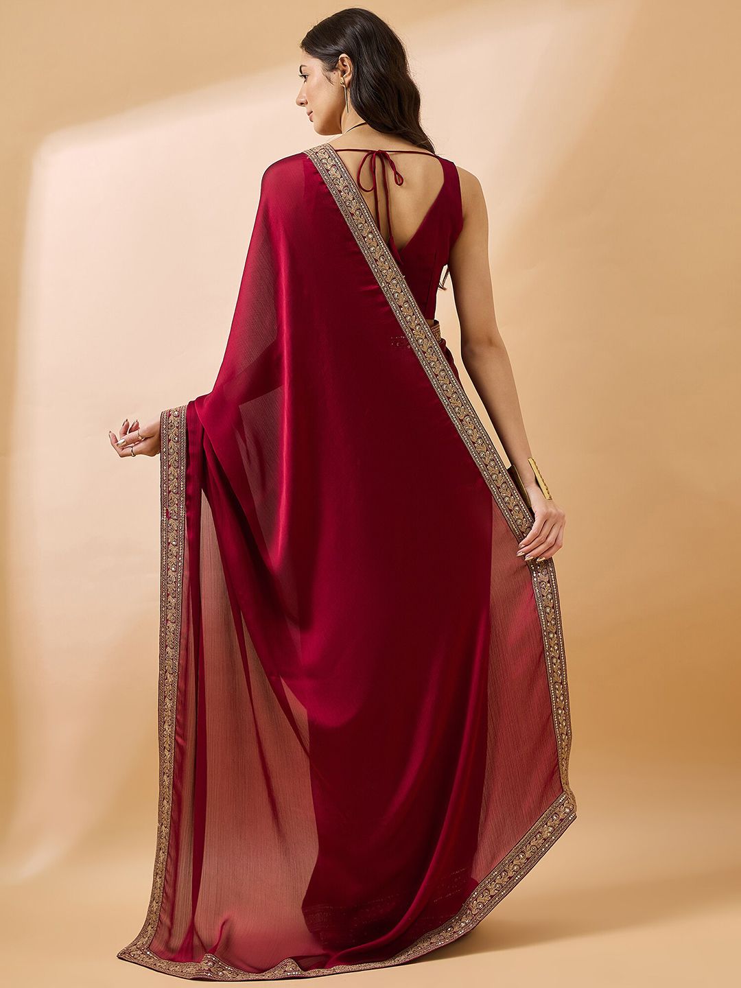 all about you Embroidered Satin Saree