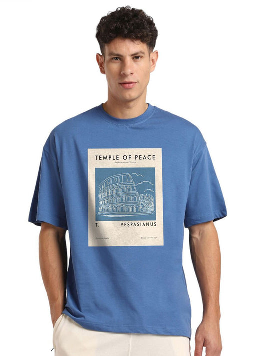 NOBERO Graphic Printed Drop Shoulder Sleeves Cotton Oversized T-Shirt