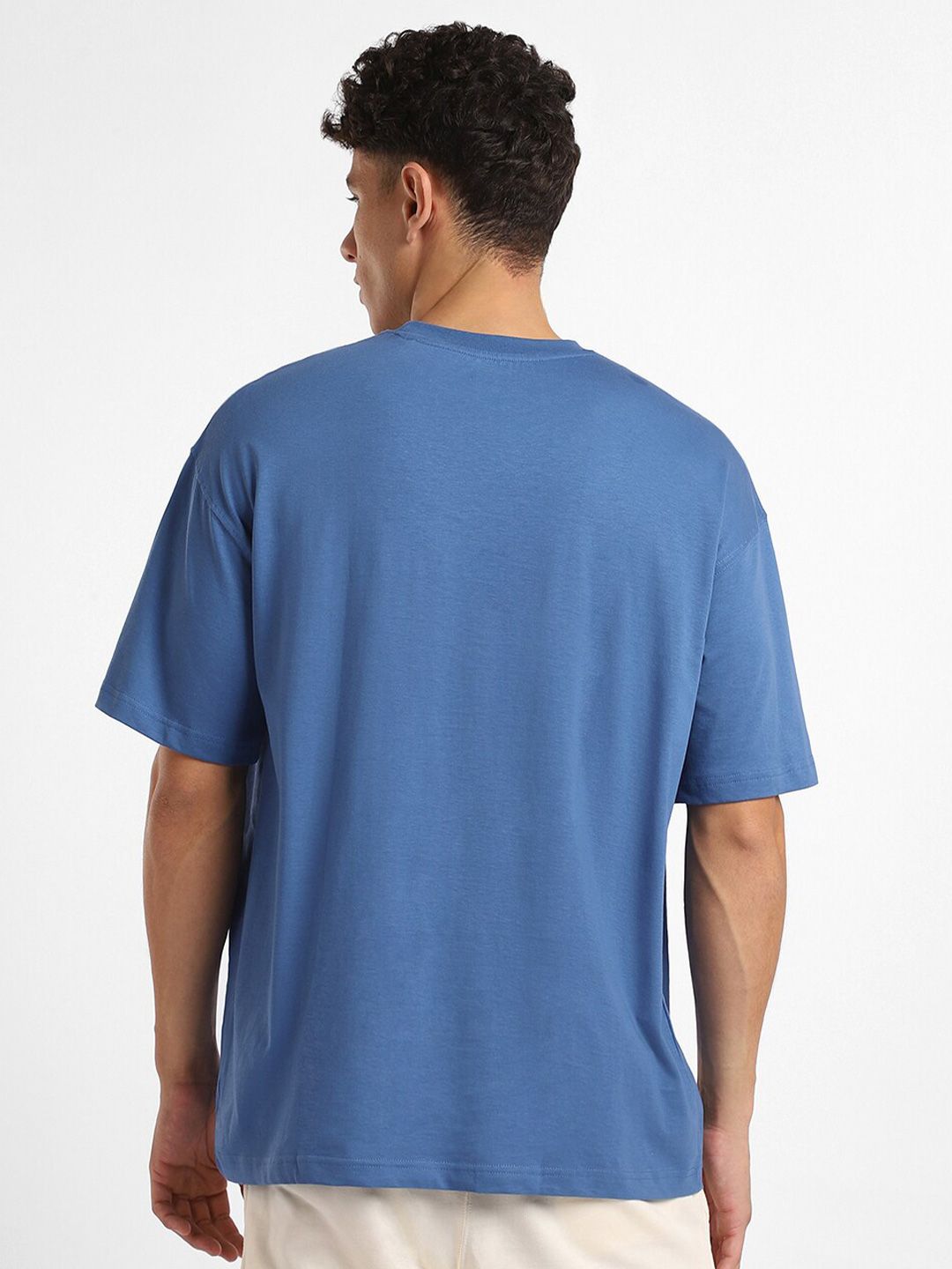 NOBERO Graphic Printed Drop Shoulder Sleeves Cotton Oversized T-Shirt