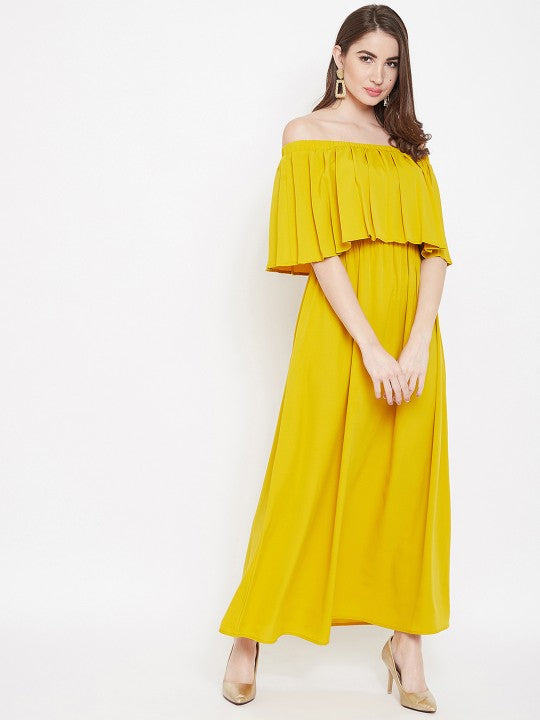 Berrylush Women Yellow Solid Maxi Dress