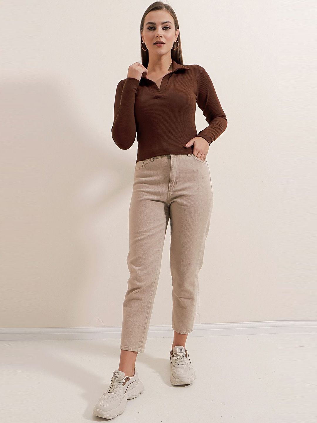 Dream Beauty Fashion Women Solid Shirt Collar Polyester Top