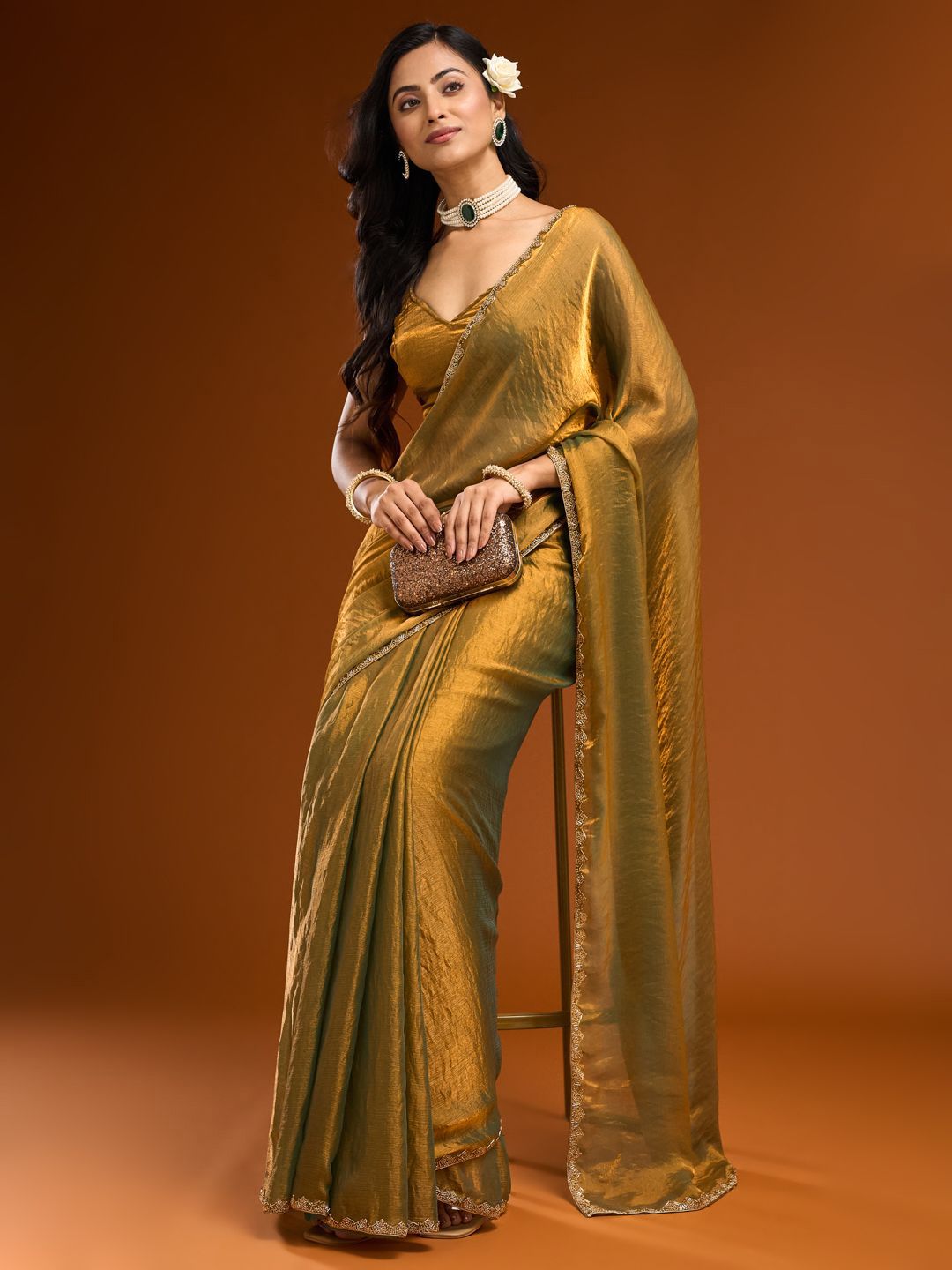 kasee Embroidered Silk Blend Ready to Wear Saree