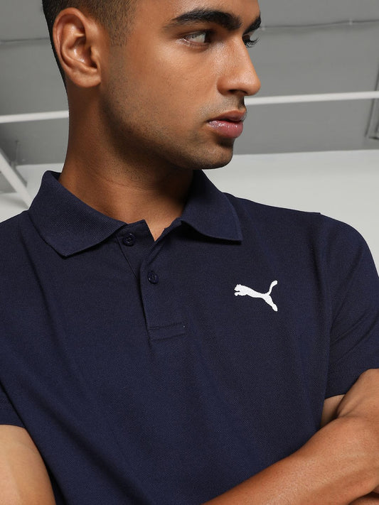 Puma Men Brand Logo Printed Slim Fit Polo Collar Cotton T-shirt