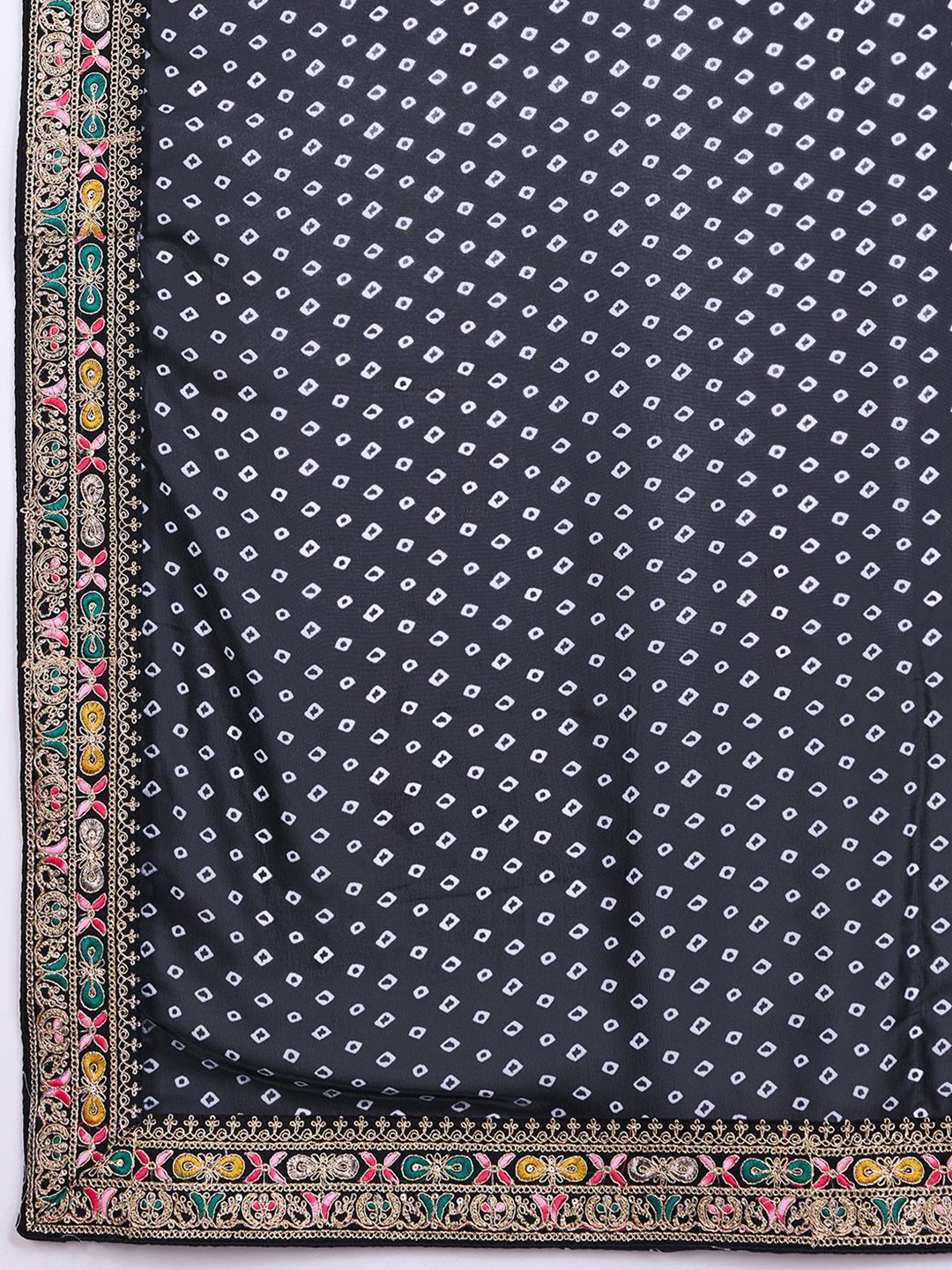 House of Pataudi Bandhani Design Embroidered Saree With Blouse Piece