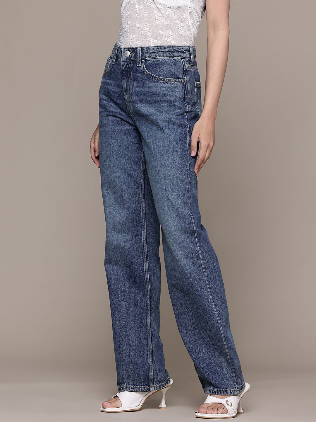 MANGO Women Pure Cotton Straight Fit Jeans