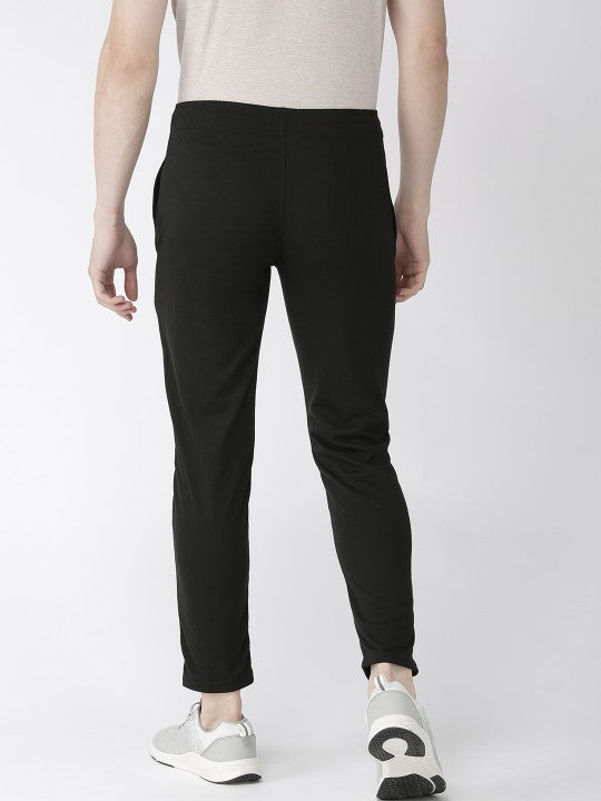 Hubberholme Black Slim Fit Solid Track Pants