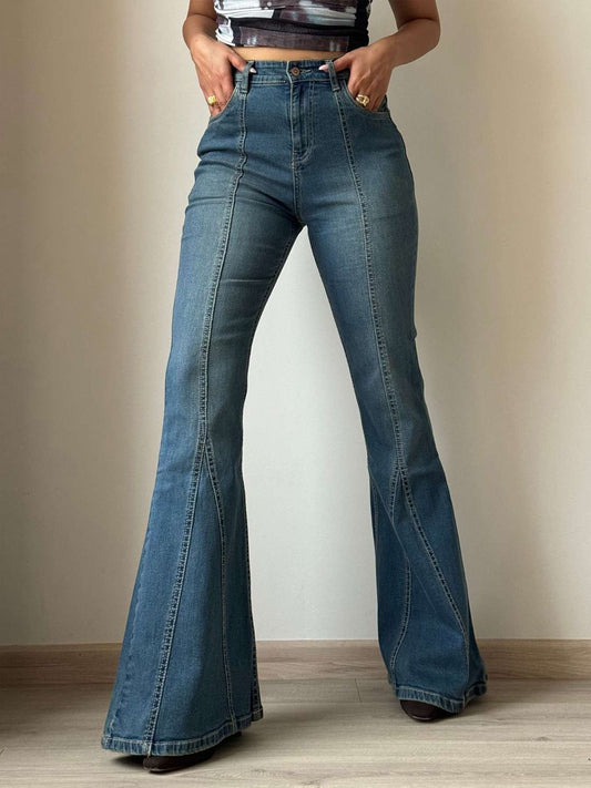 Off Duty India Women Flared High-Rise Low Distress Light Fade Jeans