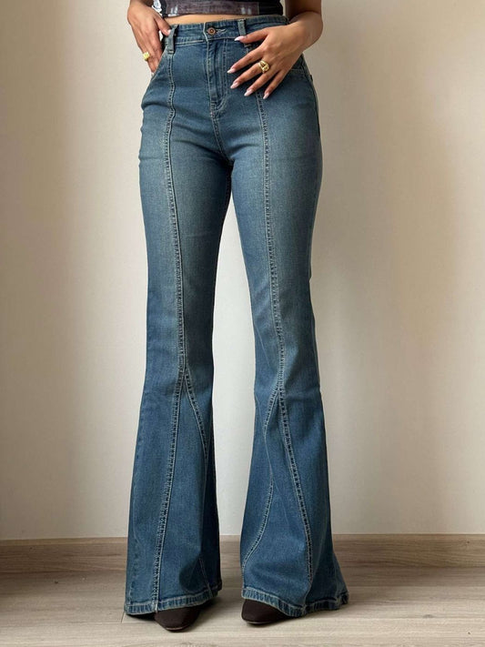 Off Duty India Women Flared High-Rise Low Distress Light Fade Jeans