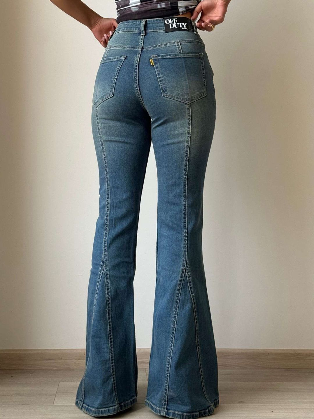 Off Duty India Women Flared High-Rise Low Distress Light Fade Jeans