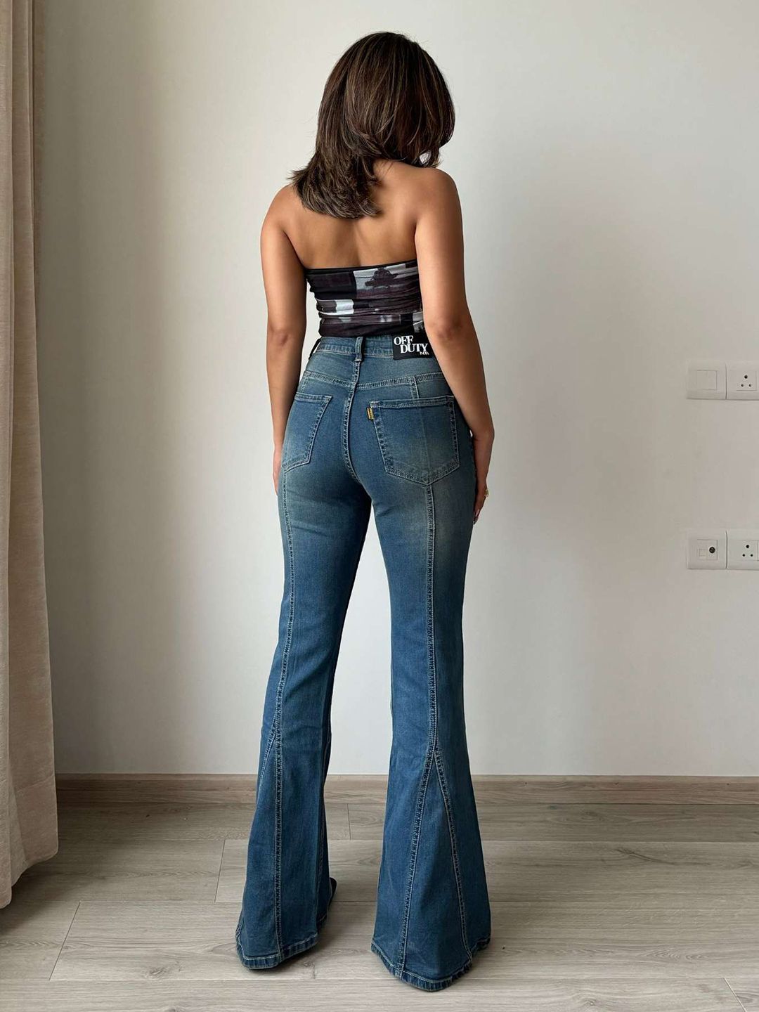 Off Duty India Women Flared High-Rise Low Distress Light Fade Jeans