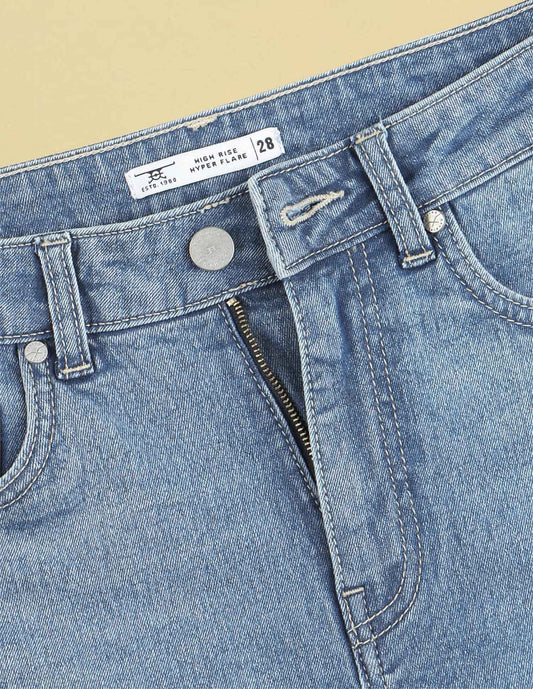 Flying Machine K-Street X High Rise Extreme Flare Crease Line Jeans