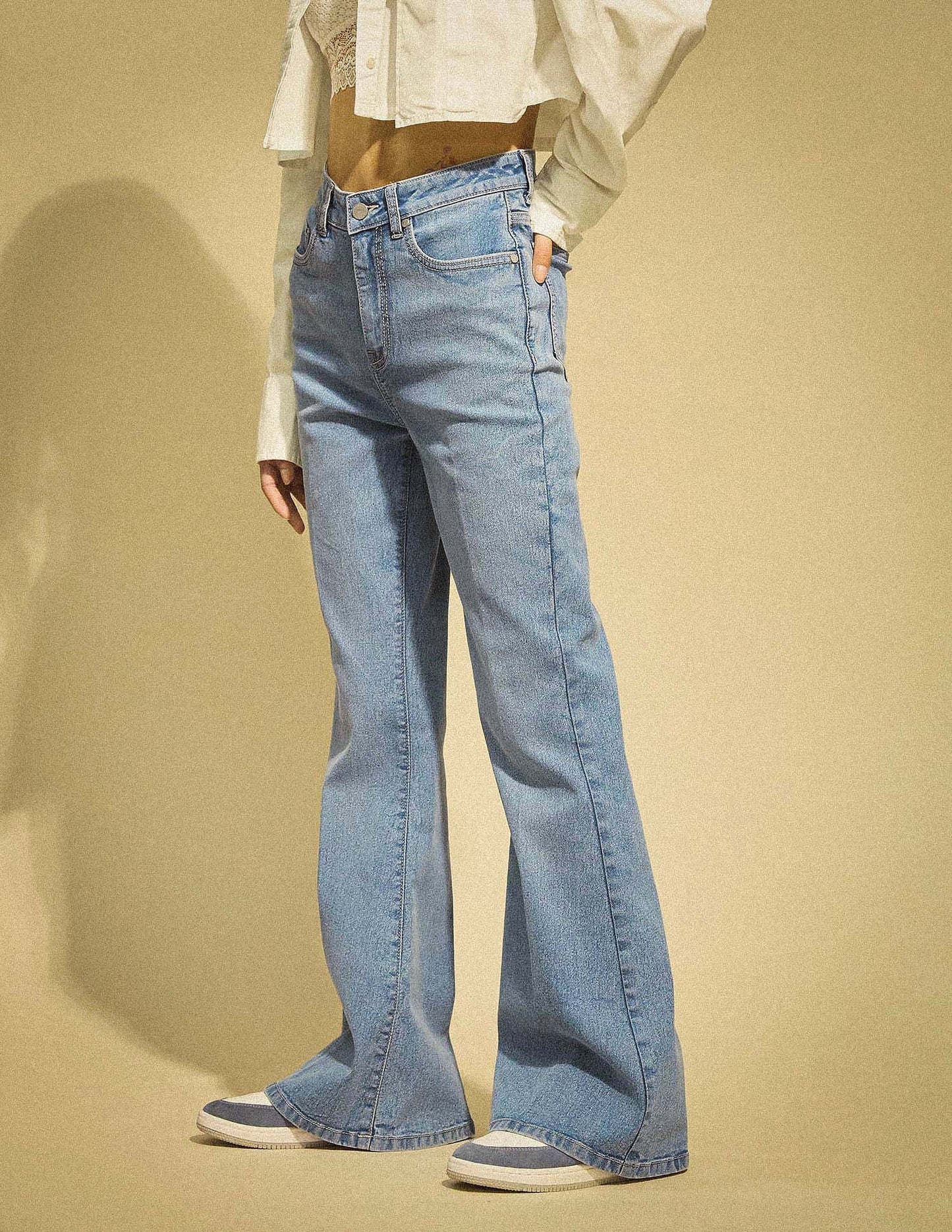 Flying Machine K-Street X High Rise Extreme Flare Crease Line Jeans