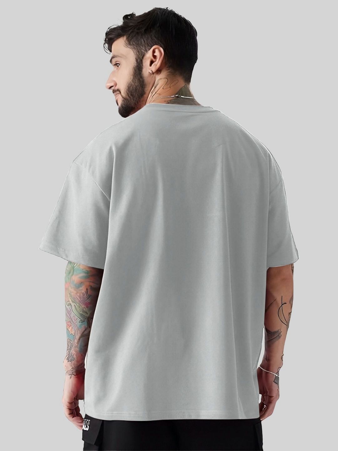 AUSK Typography Printed Round Neck Drop-Shoulder Sleeves Cotton Oversized T-shirts