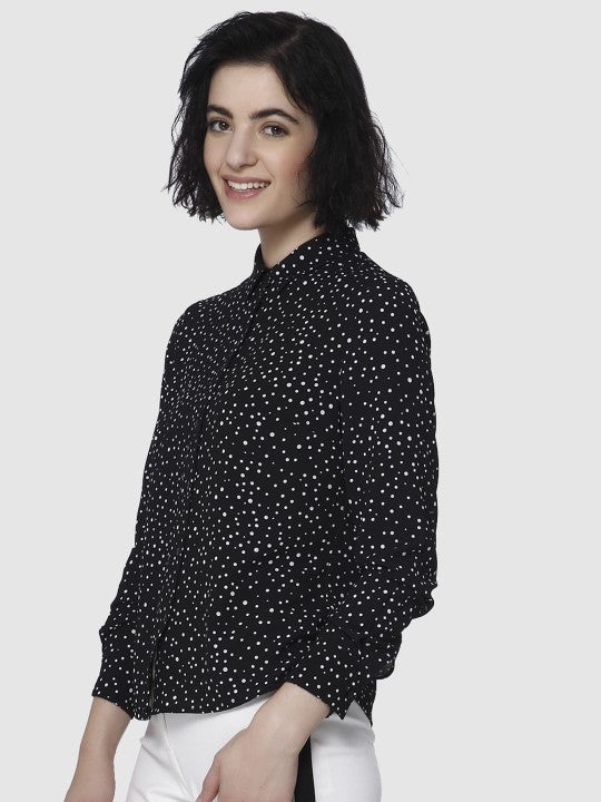 Vero Moda Women Black Regular Fit Printed Casual Shirt