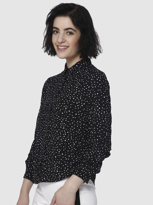 Vero Moda Women Black Regular Fit Printed Casual Shirt