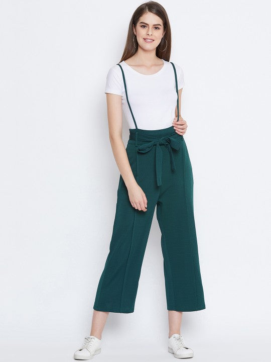 Zastraa Women Green Solid Dungaree
