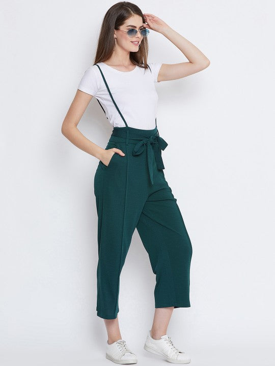 Zastraa Women Green Solid Dungaree