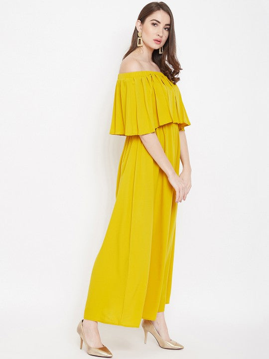 Berrylush Women Yellow Solid Maxi Dress