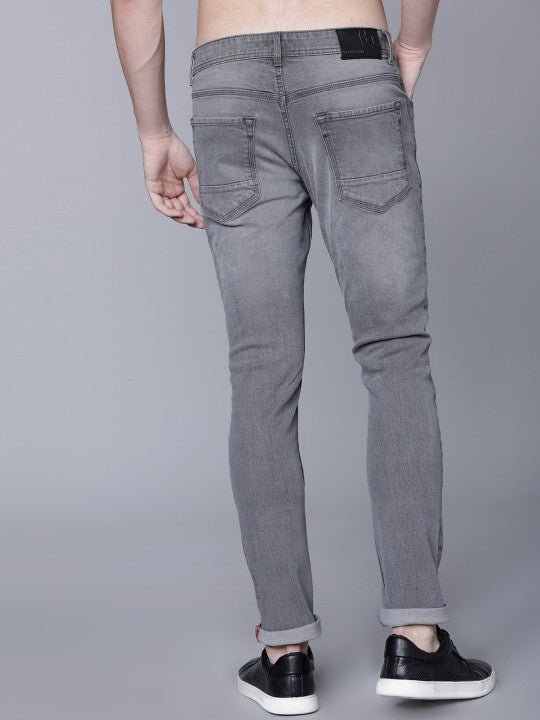 LOCOMOTIVE Men Grey Slim Fit Mid-Rise Clean Look Stretchable Jeans