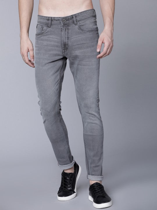 LOCOMOTIVE Men Grey Slim Fit Mid-Rise Clean Look Stretchable Jeans