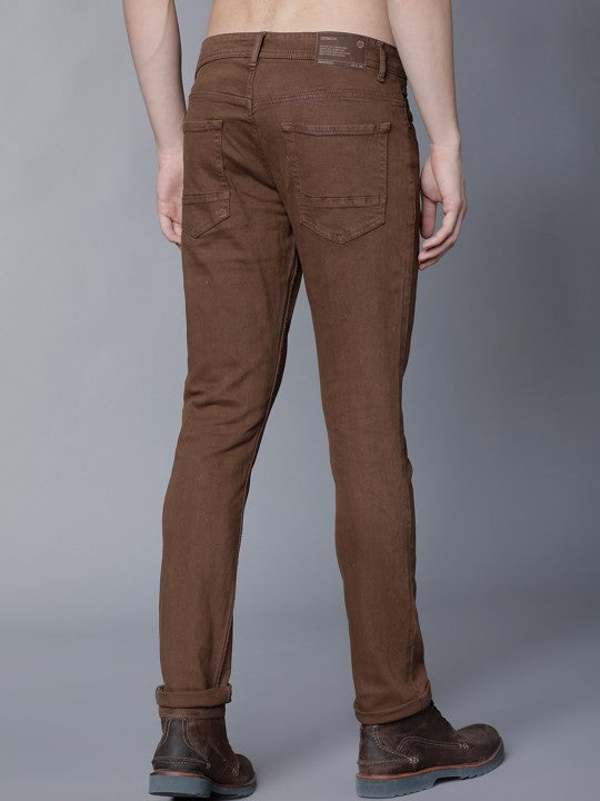 LOCOMOTIVE Men Brown Slim Fit Mid-Rise Clean Look Stretchable Jeans