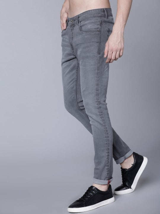 LOCOMOTIVE Men Grey Slim Fit Mid-Rise Clean Look Stretchable Jeans