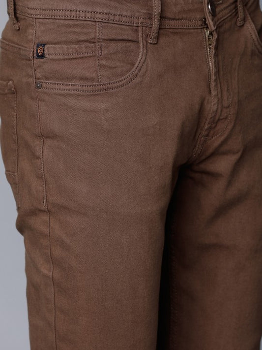 LOCOMOTIVE Men Brown Slim Fit Mid-Rise Clean Look Stretchable Jeans