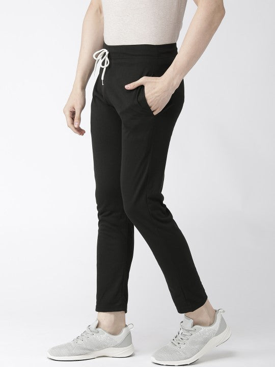 Hubberholme Black Slim Fit Solid Track Pants